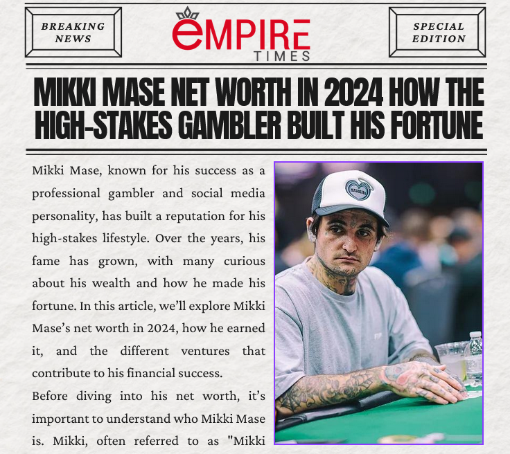 Mikki Mase Net Worth in 2024: How the High-Stakes Gambler Built His Fortune