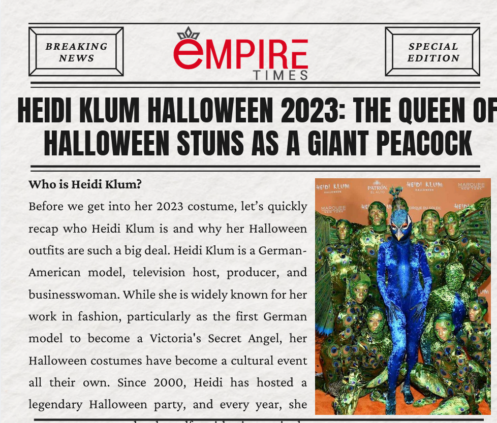 Heidi Klum Halloween 2023: The Queen of Halloween Stuns as a Giant Peacock